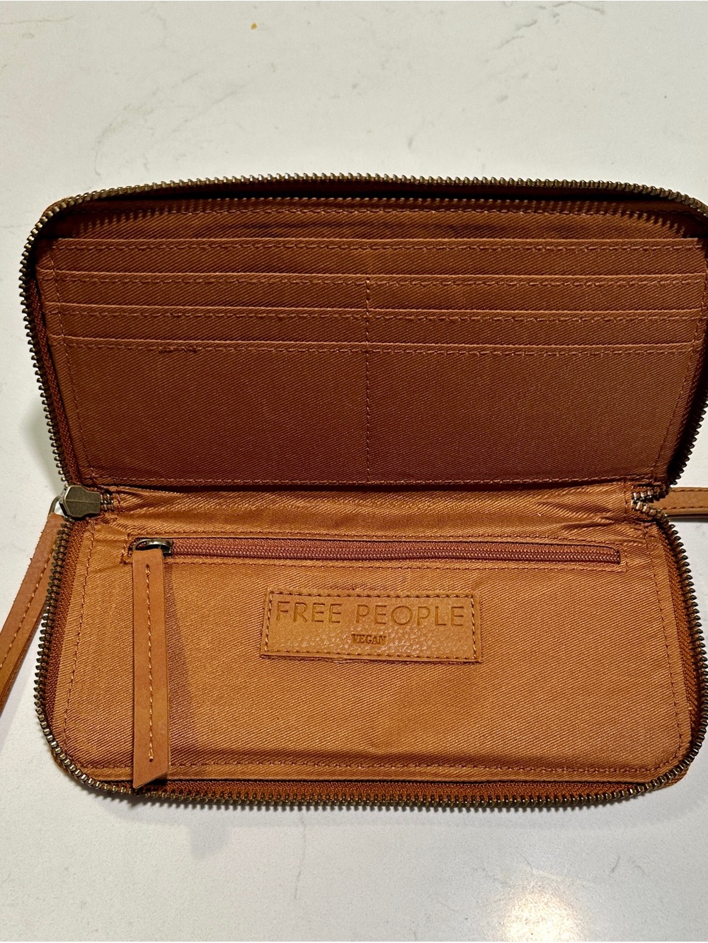 Free People Zip-Around Wallet in Cognac Tan